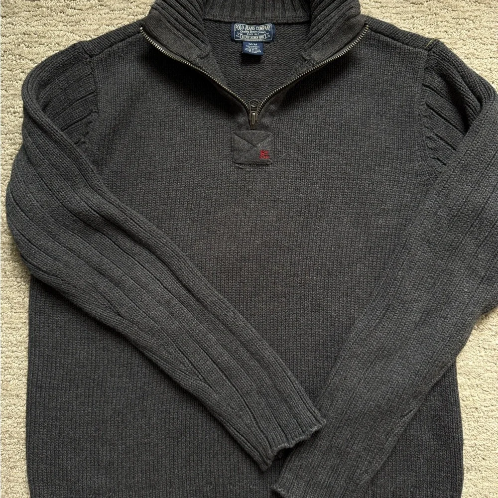 Vintage Polo Ralph Lauren MFG RL 1/4 Zip Sweater Mens M Charcoal Quarter Zip - Picture 4 of 6